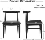 Yaheetech Dining Chairs Set of 6 Mid Century Modern Leather Dining Room Chairs with Armless Backrest & Metal Legs for Kitchen, Living Room, Black - Image 4