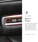 Signature Design by Ashley Boyington Contemporary Leather Match Power Reclining Sofa with Adjustable Headrest, Cup Holder, USB Charging Ports, Air Massage System and LED Lighting, Black - Image 11