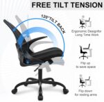 Primy Office Chair Ergonomic Desk Chair with Flip up Armrests Swivel Breathable Desk Mesh Computer Chair with Adjustable Lumbar Support and Height for Conference Room (Black) - Image 7