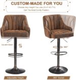 VECELO Bar Stools Set of 2, Adjustable Counter Height Barstools with Back and Arm, Swivel Bar Chair Stools for Kitchen Counter Island Cafe Dining Room, Industrial Style, Brown - Image 6