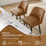 360°Swivel Counter Height Bar Stools Set of 2,Upholstered Morden Kitchen Barstools with High Backs,26" H Seat Height,Faux Leather (Faux Leather-Saddle Brown , 2 Pieces - 26" Counter Height) - Image 4
