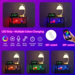 Furnulem Black Nightstand with Wood Shelf, Bed Side Table with Led Light and Charging Station, 25.8 Inch End Table with 3 Fabric Storage Drawers, Small Night Stand for Bedroom Furniture - Image 8