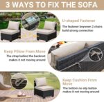 Jing's Villa 5-Piece Patio Furniture Set, All-Weather Outdoor Wicker Sectional Sofa with Cushions, Tempered Glass Table & Ottoman, Rattan Conversation Seating for Porch, Garden, Backyard,Beige - Image 7