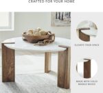 Signature Design by Ashley Isanti Modern Coffee Table with Marble Top, White & Light Brown - Image 6