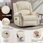 Leather Recliner Chair, 360° Swivel Recliner with Heat and Massage,Classic and Traditional Manual Recliner Chair with Comfortable Arms for Living Room - Image 9