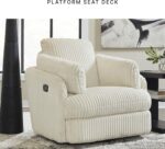 Signature Design by Ashley Tie-Breaker Cozy Contemporary Manual Press-Back Swivel Glider Rocker Recliner with 2 Bolster Pillows and Hidden Storage, White - Image 8
