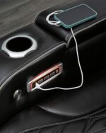 Signature Design by Ashley Boyington Contemporary Leather Match Power Reclining Sofa with Adjustable Headrest, Cup Holder, USB Charging Ports, Air Massage System and LED Lighting, Black - Image 12