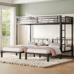 Twin Triple Bunk Bed, Heavy Duty Metal Bunk Bed with Guardrails, Ladder, Detachable Into 3 Twin Beds for Kids, Teens and Adults, Space-Saving Design, No Box Spring Needed, Black - Image 2