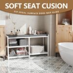 ZHOOGE Shoe Bench & Rack Storage Bench with Seat Cushion, Stable Entryway Bench Holds Up to 300 lb, (35" L x 12" W x 17" H, White) - Image 5