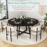 Black Round Dining Table for 6 - Modern Circle 51 Inch Large Room Kitchen Dinning Tables for 4 to 6 Person Seats Small Spaces Wood Dinner Mesa De Comedor Redonda - Image 6