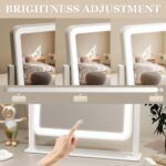 ROLOVE Vanity Mirror with Lights, 14"×12" LED Makeup Mirror, Lighted Makeup Mirror with Lights, Smart Touch Control 3 Colors Dimmable, Lighted Up Mirror for Makeup Desk, Bedroom, Women Gift - Image 6