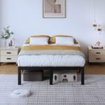 Full Metal Bed Frame - 14 Inch Tall Heavy Duty Bedframe Black Basic Steel Slats Platform No Box Spring Needed/Easy Assembly/Noise Free - Image 8