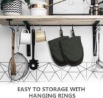 1 Pair Short Oven Mitts, Heat Resistant Silicone Kitchen Mini Oven Mitts for 500 Degrees, Non-Slip Grip Surfaces and Hanging Loop Gloves, Baking Grilling Barbecue Microwave Machine Washable (Gray) - Image 6