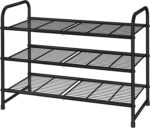 Simple Trending 3-Tier Stackable Shoe Rack, Expandable & Adjustable Shoe Shelf Storage Organizer, Wire Grid, Black - Image 2
