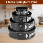 Springform Pan Set of 4, 4/7/9/10inch Cake Pan, Non-Stick Leak-Proof with Removable Bottom, Cheesecake Pan for Baking, Black - Image 3