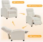 Topeakmart Fabric Recliner Chair Adjustable Modern Single Sofa Chair with Pocket Spring Living Room Bedroom Home Theater Ivory - Image 5