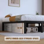 Full Metal Bed Frame - 14 Inch Tall Heavy Duty Bedframe Black Basic Steel Slats Platform No Box Spring Needed/Easy Assembly/Noise Free - Image 6