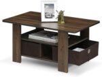 Furinno Andrey Coffee Table with Bin Drawer, Columbia Walnut/Dark Brown - Image 6