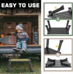 Adjustable Height Aluminum RV Step, Stable Foldable Platform Step Stool, Supports Up to 1,000 lb, Non-Slip Rubber Feet and Platform Mat, Easy to Carry (Black) - Image 7