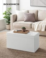 SONGMICS MAZIE Collection - 30 Inches Storage Ottoman Bench with Flipping Lid, Storage Chest Footstool, Load 660 lb, for Entryway, Living Room, Bedroom, Synthetic Leather, White ULSF45WT - Image 3