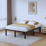 Full Metal Bed Frame - 14 Inch Tall Heavy Duty Bedframe Black Basic Steel Slats Platform No Box Spring Needed/Easy Assembly/Noise Free - Image 7