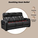 Signature Design by Ashley Boyington Contemporary Leather Match Power Reclining Sofa with Adjustable Headrest, Cup Holder, USB Charging Ports, Air Massage System and LED Lighting, Black - Image 9