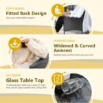 Devoko Outdoor Patio Loveseat Modern Rattan 2-Seat Patio Conversation Set with Cushions & Built-in Coffee Table Porch Furniture for Garden Lawn Backyard (Beige) - Image 5