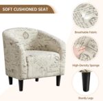 Yaheetech Modren Club Chair with Ottoman, Fabric Accent Armchair with Footstool, Upholstered Barrel Chair and Footrest for Living Room Bedroom Guestroom, Letter Print - Image 7