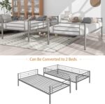 Merax Twin Over Twin Metal Bunk Bed with Ladder and high Guardrail, Able to Split, Storage Space, No Box Spring Needed, Noise Free,Silver - Image 6