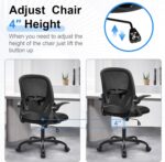Primy Office Chair Ergonomic Desk Chair with Flip up Armrests Swivel Breathable Desk Mesh Computer Chair with Adjustable Lumbar Support and Height for Conference Room (Black) - Image 9