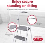 Rubbermaid 3 Step Folding Ladder, Steel Foldable Step Stool with Hand Grip, White - Image 4