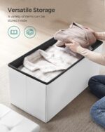 SONGMICS MAZIE Collection - 30 Inches Storage Ottoman Bench with Flipping Lid, Storage Chest Footstool, Load 660 lb, for Entryway, Living Room, Bedroom, Synthetic Leather, White ULSF45WT - Image 8