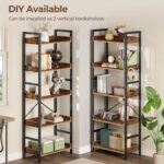 Rolanstar Bookshelf 5 Tiers, Triple Bookcase with Open Display Shelves, Industrial Wide Bookshelf with Metal Frame for Living Room, Office, Rustic Brown - Image 6