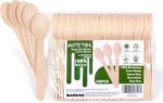Disposable Wooden Cutlery Spoons - 100 Pack Wooden Spoons Disposable,Biodegradable and Earth Friendly, 6.3 Inch Length - Image 2