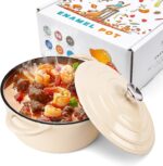 TOPEMAI Dutch Ovens Enameled Cast 5.5 Quart Dutch Oven Pot with Lid for Bread Baking (White) - Image 2