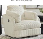 Signature Design by Ashley Tie-Breaker Cozy Contemporary Manual Press-Back Swivel Glider Rocker Recliner with 2 Bolster Pillows and Hidden Storage, White - Image 10