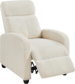 Topeakmart Fabric Recliner Chair Adjustable Modern Single Sofa Chair with Pocket Spring Living Room Bedroom Home Theater Ivory - Image 2