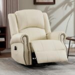 Leather Recliner Chair, 360° Swivel Recliner with Heat and Massage,Classic and Traditional Manual Recliner Chair with Comfortable Arms for Living Room - Image 2