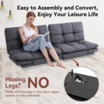 Vipbear Convertible Futon Sofa Bed, Memory Foam Futon Couch Sleeper Sofa, Small Splitback Loveseat Modern Sofa Bed for Living Room, Apartment, Dormitory, Office, Grey, Updated Quality - Image 5