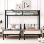 Twin Over Twin Over Twin Triple Bunk Bed for Kids,3 Bed Bunk Beds for 3,Metal Triple Bunk Beds with Built-in Desk,Separates Into 3 Twin Beds,Noise Reduced Structure,Black - Image 4