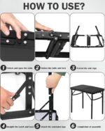 LOFTEY 2025 Reinforced Small Folding Table Portable, Small Foldable Camping Table, Heavy-Duty Mini Folding | 2 Adjustable Height | Lightweight Aluminum with Handle | 25" x 16" x 22", Black - Image 8