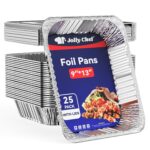 JOLLY CHEF 9x13 Aluminum Pans With Lids (25 Pack)- Disposable Foil Food Containers with Lids for Cooking, Heating, Storing, Prepping Food- Thanksgiving, Christmas, Parties - Image 2