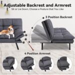 Vipbear Convertible Futon Sofa Bed, Memory Foam Futon Couch Sleeper Sofa, Small Splitback Loveseat Modern Sofa Bed for Living Room, Apartment, Dormitory, Office, Grey, Updated Quality - Image 4
