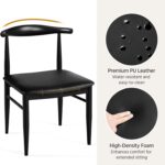 Yaheetech Dining Chairs Set of 6 Mid Century Modern Leather Dining Room Chairs with Armless Backrest & Metal Legs for Kitchen, Living Room, Black - Image 7