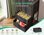 AODK Dresser for Bedroom with 4 Storage Drawers, Small Dressers Chest of Drawers Fabric Dresser with Sturdy Steel Frame, Black - Image 5