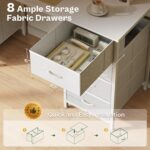 Huuger 47 Inch Vanity Desk with 8 Fabric Drawers, White Desk, Computer Desk with Large Storage, Drawers, for Home Office, Bedroom - Image 5