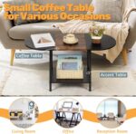 Coffee Tables for Living Room,2-Tier Small Oval Center Table Industrial Modern Style Coffee Tables with Storage Shelf and Wood Tabletop for Small Space,Home Office,Brown & Black - Image 8