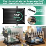 Dish Drying Rack, 2 Tier Large Dish Drying Rack for Kitchen Counter with Drainboard Stainless Steel Dish Drainer for Dish/Knifes/Cup/Cutting Board, Black - Image 3