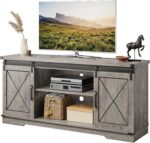 Garvee Farmhouse TV Stand for Televisions Up to 65 in TVs, Entertainment Center with Sliding Barn Doors and Storage Cabinets, Modern TV Console Table, Media Furniture for Living Room, 59 in - Image 2