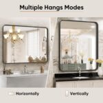 DUMOS Black Metal Framed Vanity Rounded Rectangle Bathroom Mirrors for Over Sink Wall, 36x24 Inch Large Matte Mirror, Modern Decorative for Restroom, Farmhouse, Horizontally or Vertically Hanging - Image 5